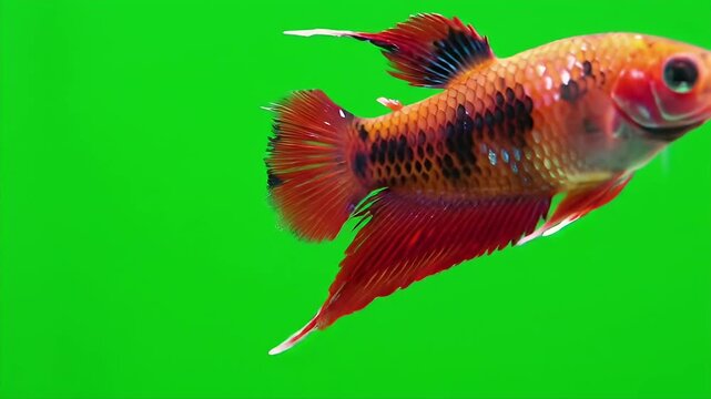 3D Realistic Swordtail Fish Ikan Pedang Isolated on Green Screen Background Perfect for Wildlife and Aquatic Production