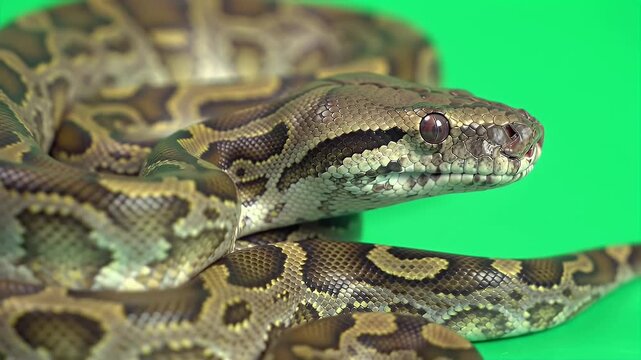 3D Realistic Timor Python Isolated On Green Screen Detail Close Up View