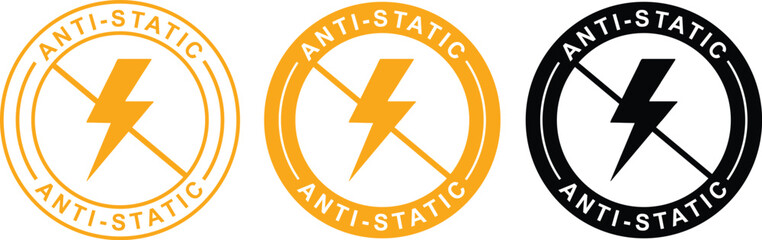 Fototapeta premium Anti-Static Sticker Icon – Electrostatic Protection Label for Packaging and Product Safety
