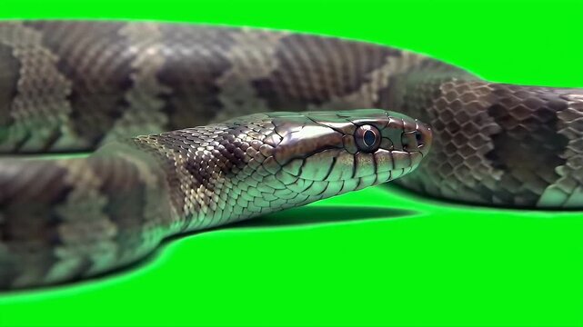 Banded Sea Krait Laticauda Colubrina 3D Rendered on Green Screen