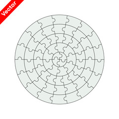 Concentric jigsaw puzzle circle. Vector isolated on white background.	
