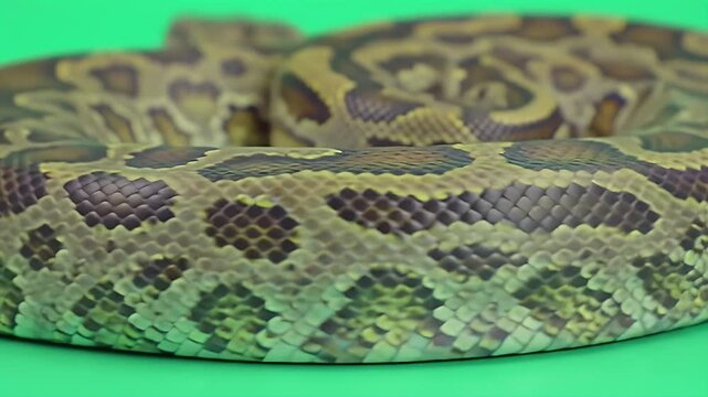 Coiled African Rock Python Isolated on Green Screen Python sebae 3D Rendering