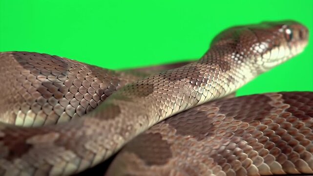 Detailed 3D Render of an Asian Vine Snake Ahaetulla Prasina Isolated on Green Screen
