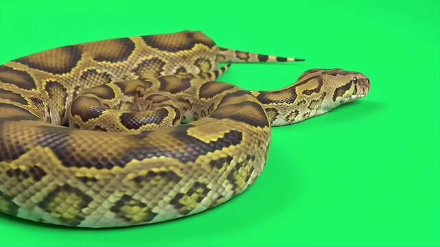 Detailed 3D Yellow Anaconda Eunectes Notaeus Isolated on Green Screen