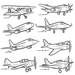 vector set of airplane linework SVG