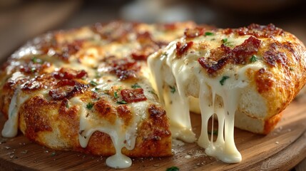 Delicious cheesy bread with bacon topping, perfect for sharing and festive occasion
