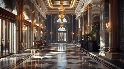 Architect designed luxury house with symmetry and mood lighting high resolution picture