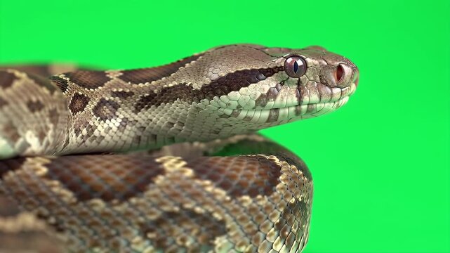Detailed Realistic 3D European Asp Viper Isolated on Green Screen Wildlife Close Up