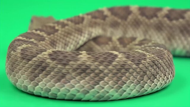 Detailed Three Dimensional Render of Western Diamondback Rattlesnake Isolated by Green Screen