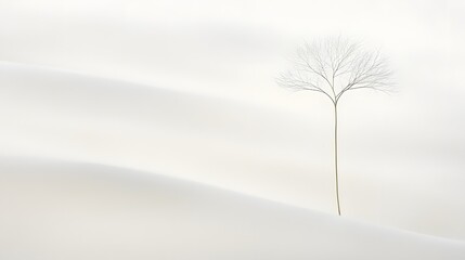 Solitary Tree in Winter Minimalist Landscape