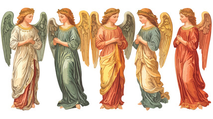 Fototapeta premium Vintage Angel Painting Element Set