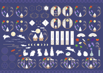 可愛いお月見のイラスト素材セット/Mid-Autumn Festival Collection: Japanese Style Illustrations