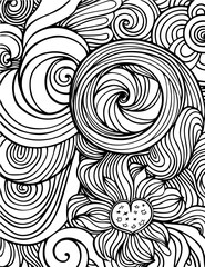 Fototapeta premium pattern, seamless, vector, wallpaper, ornament, design, art, texture, illustration, decoration, floral, black, swirl, flower, decor, circle, fabric, curl, vintage, wave, style, backdrop, tile, textile
