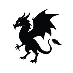 Majestic black dragon silhouette with prominent spikes on its back for graphic design projects