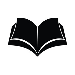 Elegant black silhouette of an open book laying flat ideal for educational or literary themed designs
