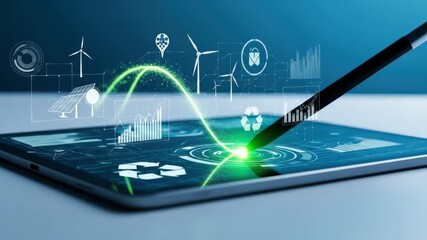 Sustainable technology digital tablet interface modern design for eco friendly solutions - Powered by Adobe