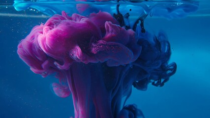 Colorful Underwater Ink Explosion Vibrant Hues in Motion, Captivating Abstract Art Photography - Powered by Adobe