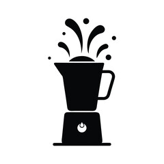 Clean black silhouette of a kitchen blender with wisps of steam or smooth vapors