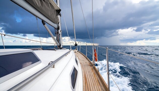 Sailing yacht on a stormy sea