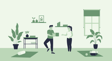 Fototapeta premium Home Delivery Man Giving a Package to a Smiling Woman in an Apartment