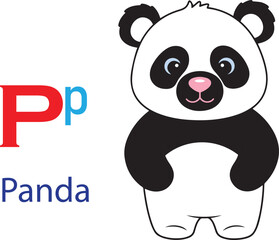 P for panda alphabet learning for kids. panda cartoon vector svg