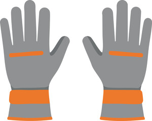 Obraz premium Work gloves vector illustration with orange accents for safety and protection in manual labor and construction tasks