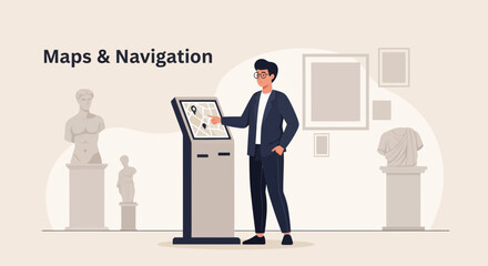 Modern Museum Interactive Navigation System For Information And Visitor Direction