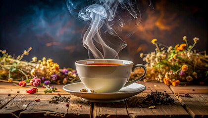 cup of tea with flowers