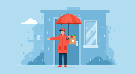 Rainy Day Grocery Delivery Service with Protection Against the Weather