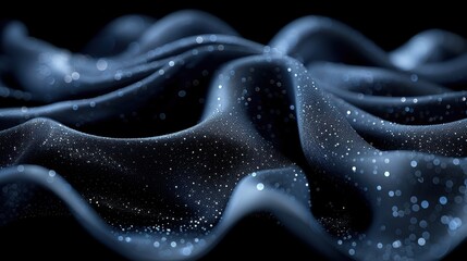 Obraz premium Dark blue fabric with shimmering sparkles creating a luxurious and elegant visual texture