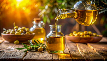 bottle of olive oil with herbs