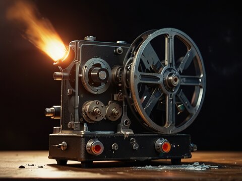Cracked old film projector bacground