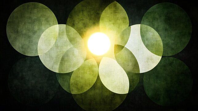 Abstract Green Circles Light Burst Background Design