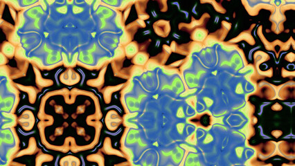 Abstract Radiant Burst with Soft Grain Texture, Symmetrical Glow Pattern in Psychedelic Style, Radiating Circular Abstract with Subtle Noise, Kaleidoscopic Starburst with Gradient Flow