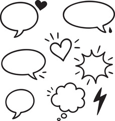 Comic Speech Bubbles and Heart Symbols Design Elements and Communication Concepts