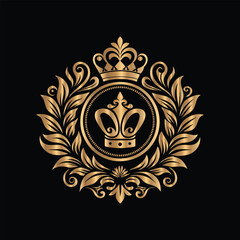 Fototapeta premium Vector set of gold vintage frames. Elegant element for design in Eastern style, place for text. Floral golden border. Lace illustration for invitations and greeting cards.