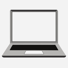 Simple gray laptop with blank screen and touchpad