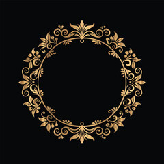 Vector set of gold vintage frames. Elegant element for design in Eastern style, place for text. Floral golden border. Lace illustration for invitations and greeting cards.