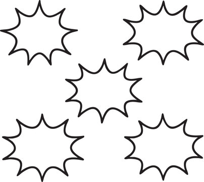 Five Simple Starburst Shapes  Perfect for Comic Books, Designs, and More