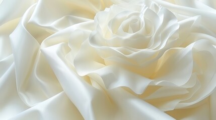 Obraz premium Elegant white satin fabric with a beautifully crafted rose and soft flowing textures