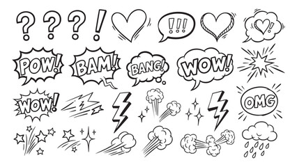 Sketchy Comic Speech Bubbles and Icons