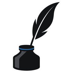 Black inkwell with quill pen icon