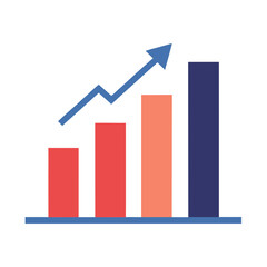 Bar chart with upward trend arrow