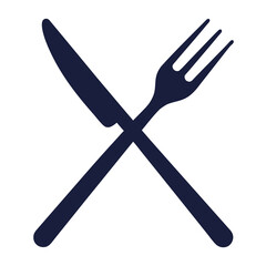 Simple dark blue knife and fork icon
