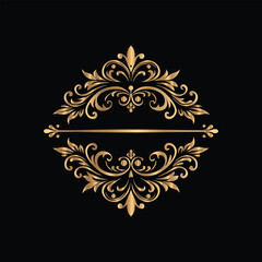 Vector set of gold vintage frames. Elegant element for design in Eastern style, place for text. Floral golden border. Lace illustration for invitations and greeting cards.