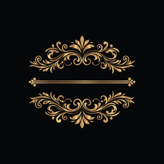 Vector set of gold vintage frames. Elegant element for design in Eastern style, place for text. Floral golden border. Lace illustration for invitations and greeting cards.
