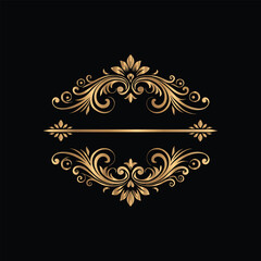 Vector set of gold vintage frames. Elegant element for design in Eastern style, place for text. Floral golden border. Lace illustration for invitations and greeting cards.