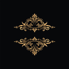 Vector golden vintage frame for design template. Elegant element for design in Eastern style, place for text. Floral golden border. Lace illustration for invitations and greeting cards.
