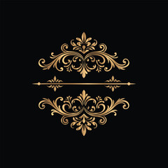 Vector golden vintage frame for design template. Elegant element for design in Eastern style, place for text. Floral golden border. Lace illustration for invitations and greeting cards.
