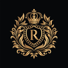 Fototapeta premium Vector golden vintage frame for design template. Elegant element for design in Eastern style, place for text. Floral golden border. Lace illustration for invitations and greeting cards. 